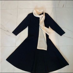 ZARA NWT Black Dress with Scarf and Pearls